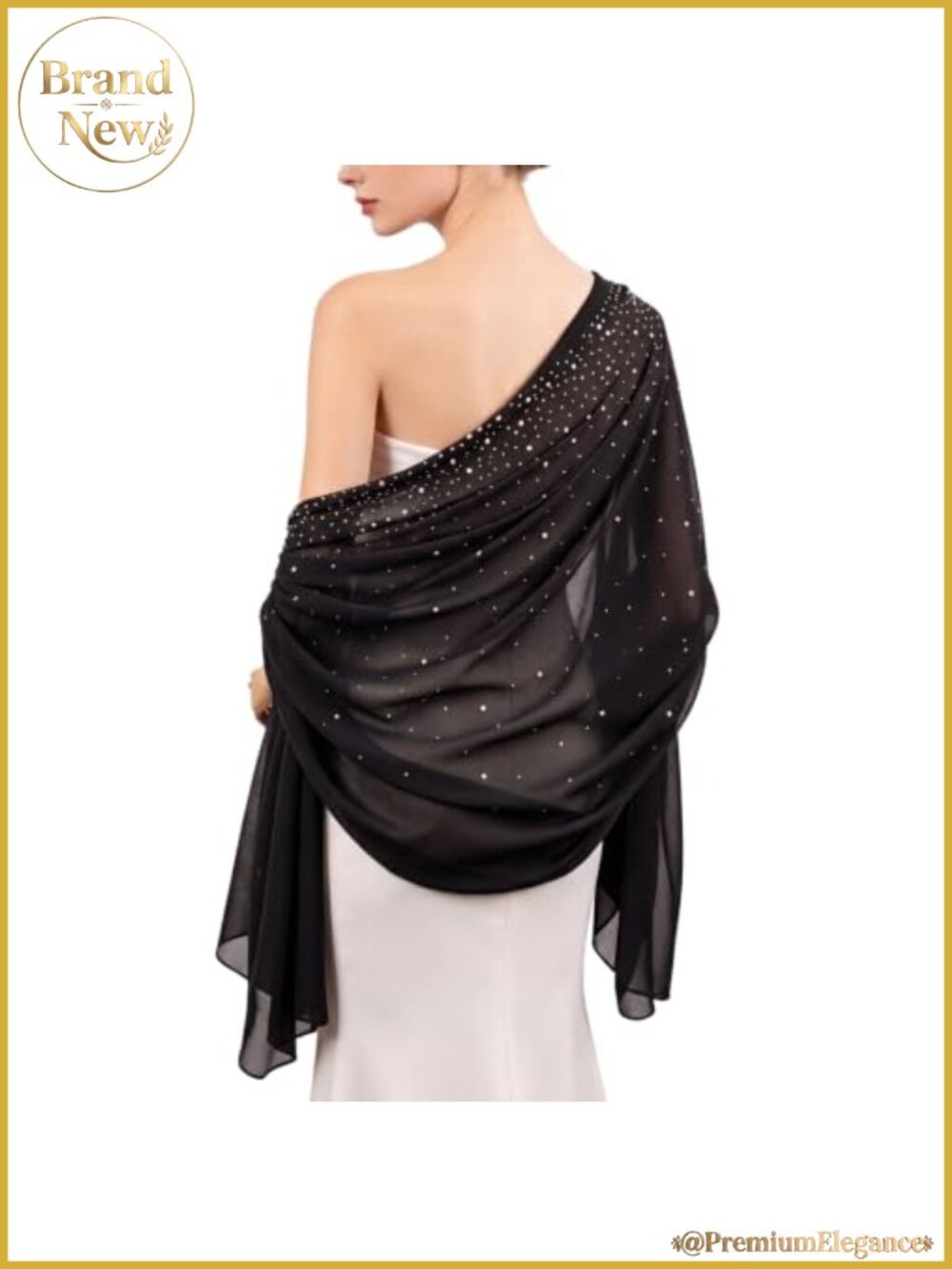 Rhinestone Chiffon Shawl Wrap Lightweight Sparkly Evening Cover Up